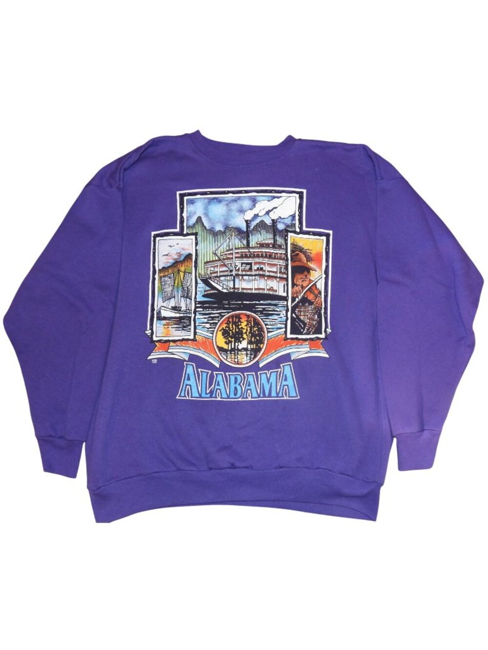Vintage 1990s Alabama State Steamboat Purple Crew Neck Sweatshirt Adult 2XL